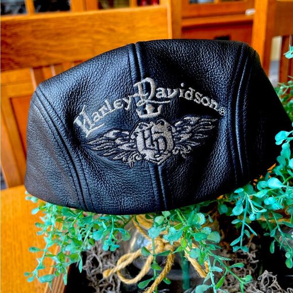 Harley Davidson Leather Embroidered Logo Unisex Cap Medium - Picture 1 of 10